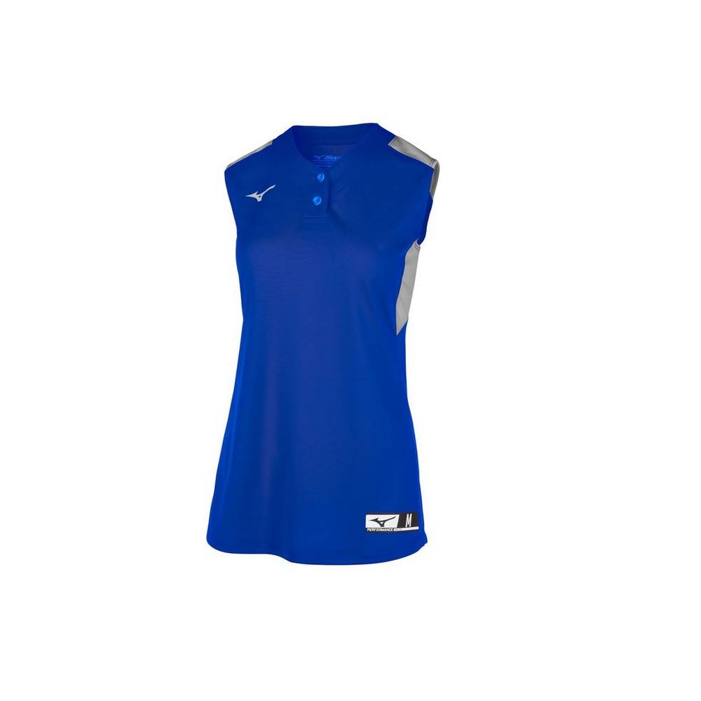 Camisas Mizuno Softball Aerolite 2-Button Sleeveless - Mulher - Azul Marinho/Cinzentas - FQSUH7250